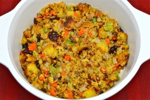Cornbread Stuffing with Cherries and Chestnuts