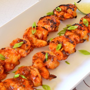 Grilled Shrimp with Chipotle Peppers in Adobo Sauce, Cumin and Lime Marinade