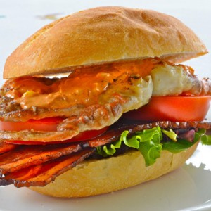 Smokey Paprika Soft-Shell Crab Sandwich with Bacon and Chipotle Remoulade