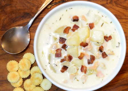 New England Clam Chowder with Smoked Bacon